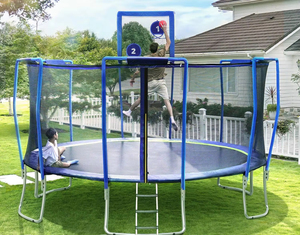 Vente en gros de trampoline pour enfants équipement de terrain de jeu extérieur rose bleu terrain de jeu pour enfants de grande taille et trampoline trampoline rond de parc - Product Image 2