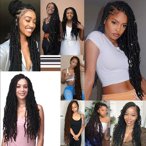 Venta al por mayor Nu Soft Locs 36 pulgadas trenza de pelo Natural Ombre <span class=keywords><strong>Rubio</strong></span> Suave Mariposa Faux Locs Crochet Extensiones de <span class=keywords><strong>Cabello</strong></span> - Product Image 5