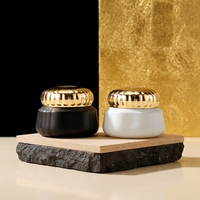 Pot à épices vertical en céramique mat tricolore, texture dentelle ondulée, style luxe léger, personnalisable avec LOGO