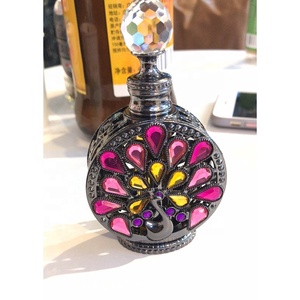 Botella de <span class=keywords><strong>Perfume</strong></span> de Metal con piedras de pavo real, joyería patentada de 12ml, botella de cristal esencial de 0il, rellenable, n. ° 898 - Product Image 2