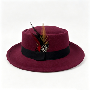 Nuovo <span class=keywords><strong>Cappello</strong></span> Fedora Vintage da <span class=keywords><strong>Uomo</strong></span> in Feltro con Tesa Arrotolata e Piuma, <span class=keywords><strong>Cappello</strong></span> da Chiesa da Gentiluomo, <span class=keywords><strong>Cappello</strong></span> Trilby Jazz - Product Image 5