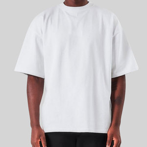 เสื้อยืดสตรีทแวร์ผ้าฝ้าย 100% เนื้อหนา ทรงบ็อกซี่  แบบเรียบ  สำหรับผู้ชาย  ทรงหลวมไหล่ตก  เสื้อยืดโอเวอร์ไซส์ - Product Image 1