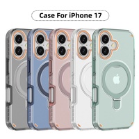 Coques de téléphone portable de luxe transparentes 2-en-1 magnétiques en TPU+PC avec support givré antichoc pour 17AIR 16 15 14 ProMax