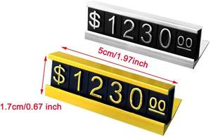 Venta al por mayor Placa de <span class=keywords><strong>precio</strong></span> de metal digital Soporte de exhibición Marco de aluminio Joyería de plástico Cubos de precios Bloque de números Negro Plateado - Product Image 2