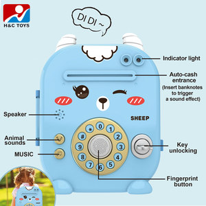 Dessin animé Animal Mini <span class=keywords><strong>empreinte</strong></span> digitale déverrouiller économiser tirelire pour enfants jouet sac à dos avec tirelire - Product Image 4