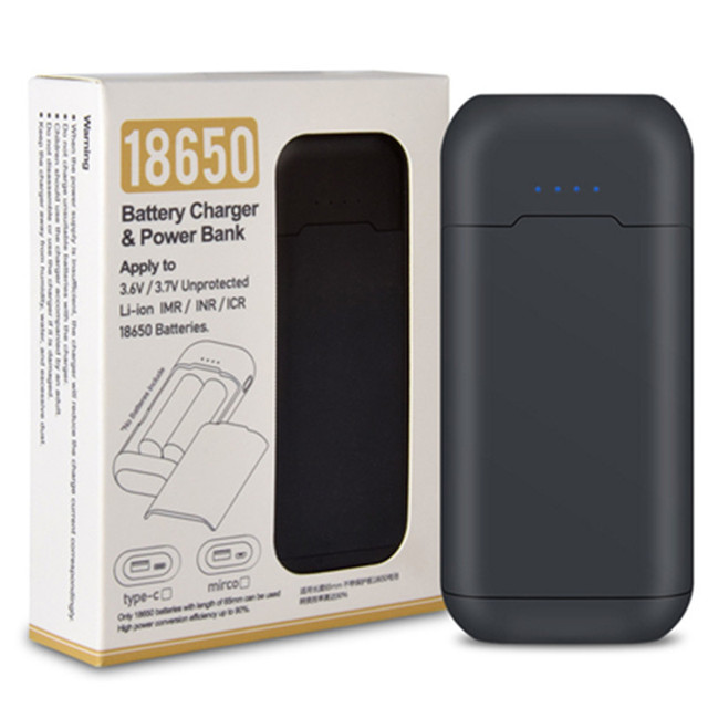 Yonii BL2 Dual Slot Flat Head 18650 Removable Lithium Battery Storage Box Type c Micro Port Power Bank USB 2A Batteries Charger