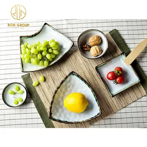 High quality Cheap price unique style Japanese Korean restaurant dinnerware ceramic tableware porcelain half moon shape plate