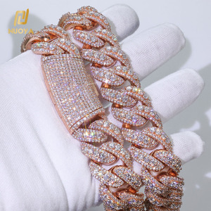 NUOYA rantai Tautan Kuba berlian penuh 22mm, Kalung Hiphop wanita berlapis emas mawar berkilau zirkon - Product Image 1