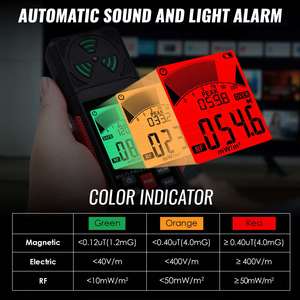 เครื่องตรวจจับสนามแม่เหล็กไฟฟ้าคุณภาพสูงแบบดิจิตอล ฟังก์ชั่นเก็บข้อมูลการตรวจจับ EF RF MF เครื่องวัด EMF 3 แกน สำหรับบ้าน โรงเรียน สำนักงาน - Product Image 4