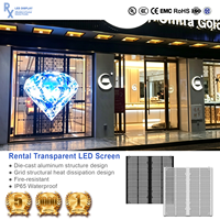 Écran LED publicitaire en maille transparente à 85 % pour extérieur RX P3.9 - P7.8, panneau en aluminium, affichage vidéo LED pour vitrine de bijouterie