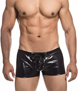 Slip Boxer da Uomo, Costume da Bagno Solido, Intimo Maschile, Pantaloncini da Nuoto Metallizzati Lucidi, Slip Elasticizzati con Lacci per Piscina - Product Image 1
