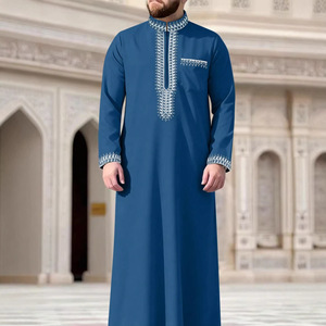 Vêtements islamiques pour hommes musulmans, <span class=keywords><strong>boubou</strong></span> brodé en polyester, jalabiya arabe, longueur cheville, usage quotidien - Product Image 3