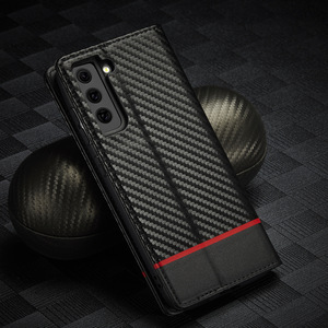 Étui de protection pour téléphone portable en cuir de fibre de carbone de style professionnel pour <span class=keywords><strong>Samsung</strong></span> S25 S24 Plus S23 Ultra S21 avec porte-carte - Product Image 6