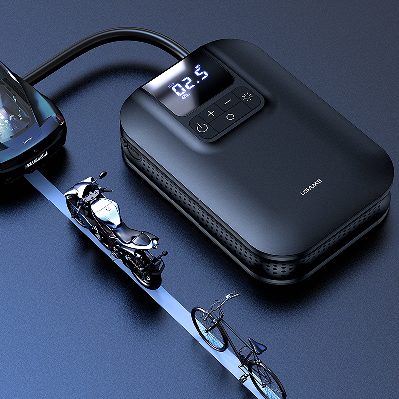 Usams Zb215 2023 беспроводной ручной 5000 мАч аккумулятор воздушный насос мини цифровой насос для шин портативный многофункциональный воздушный насос для автомобиля