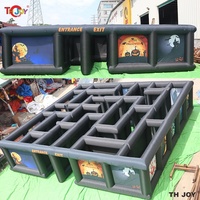 Nouveau Design 40x40ft Halloween Sang Maison Hantée Labyrinthe Gonflable Avec Couvercle Amovible Enfants Gonflable Laser Labyrinthe Jeu