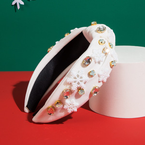 Mới Mùa Thu Và Mùa Đông Tóc Ban Nhạc Giáng Sinh Bông Tuyết Vải Kim Cương Studded Rộng Cạnh Headband Handmade Tóc Phụ Kiện Bán Buôn - Product Image 3