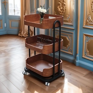 Carrito de Salón de Belleza de Madera Sólida de Tres Niveles, Diseño Moderno 2025 S, Mueble Multifuncional Móvil para Barbería y Salones de Belleza - Product Image 6