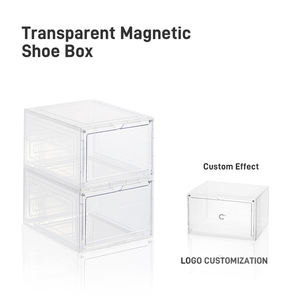 صندوق أحذية مغناطيسي شفاف من البولي بروبيلين - قابل للتكديس ومقاوم للماء والغبار لتنظيم وتخزين الأحذية في الخزانة للشقق الصغيرة - Product Image 3