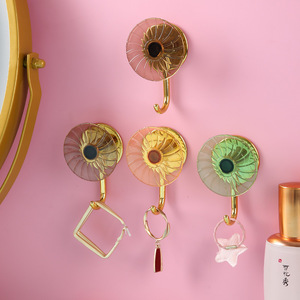 Modern Round Wall <b>Hooks</b> Copper Metal PC Plastic Strong Adhesive Kitchen Bathroom Door Back Storage Key Bag <b>Coat</b> Jewelry - Product Image 3