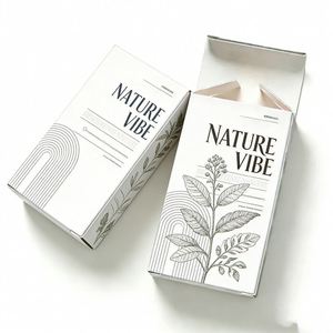 Custom Printed Ivory Foldable Board <b>Box</b> High-End Vibrant Citrus Blend Oil Facial Cleanser Eye Cream Recycled Materials <b>Gift</b> - Product Image 1
