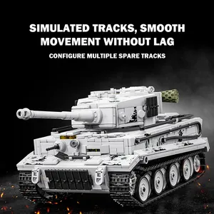 Modèle de char lourd allemand Tiger 12GO 97001 de la Seconde Guerre mondiale avec figurines, jouets de char de combat, cadeaux, ensembles de blocs de construction de 1802 pièces - Product Image 3