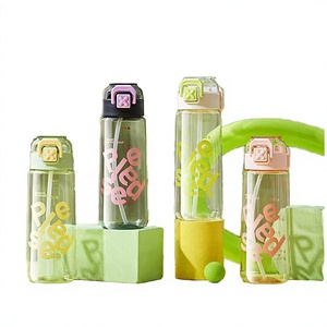 Cute Tritan Straw <b>Water</b> <b>Bottle</b> with Flip up Lid <b>BPA</b> <b>Free</b> Unisex Anti-Slip Dishwasher Safe Portable Drinkware for Outdoor School - Product Image 4