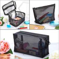 Voyage cosmétique sac femmes fermeture éclair maille trousse de maquillage pochette de rangement vinyle air toilette beauté clair sacs cosmétiques