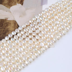 Perles d'eau douce naturelles de Zhuji, 5-6 mm, blanches, forme baroque ovale, perles lâches à deux faces, pour la fabrication de bijoux DIY - Product Image 2