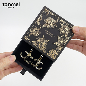 Caja de Regalo de Joyería Negra de Lujo con Logotipo Personalizado, Caja de Regalo con Cajón para Pulsera, Anillo, Collar, Pendientes y Colgante - Product Image 1
