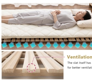 <span class=keywords><strong>Lit</strong></span> tatami japonais moderne en <span class=keywords><strong>bois</strong></span> massif naturel avec design à lattes semi-pliantes - Product Image 4
