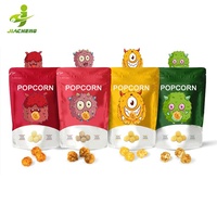 Sacs d'emballage pour pop-corn, en plastique et aluminium, avec fermeture à glissière, imprimés avec un logo personnalisé, scellables à la chaleur, blancs, mignons, pour en-cas délicieux