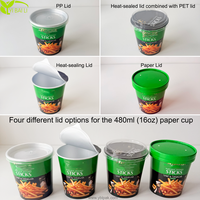 Gobelet à nouilles en papier à double paroi écologique, récipient alimentaire jetable pour plats instantanés, bol pour soupe, emballage biodégradable, logo personnalisé OEM