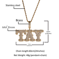Pendentif personnalisé avec initiale UWIN, pendentif avec nom en majuscules personnalisé, chaîne cubaine en CZ de 9 mm, collier pour femmes et hommes, bijoux hip hop
