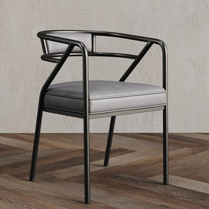 <span class=keywords><strong>Chaise</strong></span> de salle à manger en métal de style nordique avec dossier et accoudoirs, mobile, pour la maison, le bureau, les restaurants et les cafés - Product Image 6