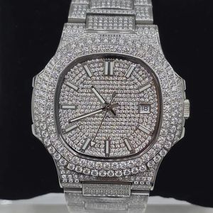 Reloj de Lujo de Plata con Moissanita, Esfera Inteligente, Cristal, Movimiento Mecánico, Elegante y Brillante, Regalo de Joyería Unisex - Product Image 5