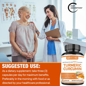 แคปซูลขมิ้นออร์แกนิกผสมขิงและพริกไทยดำขมิ้นเคอร์คูมินสำหรับสุขภาพข้อต่อและกระดูก95% ขมิ้น - Product Image 2