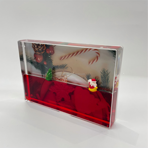 Cadre photo de Noël en acrylique rempli d'<span class=keywords><strong>huile</strong></span> liquide Aqua Blox avec des flocons de neige et des paillettes, décoration de Noël, cadeau - Product Image 3