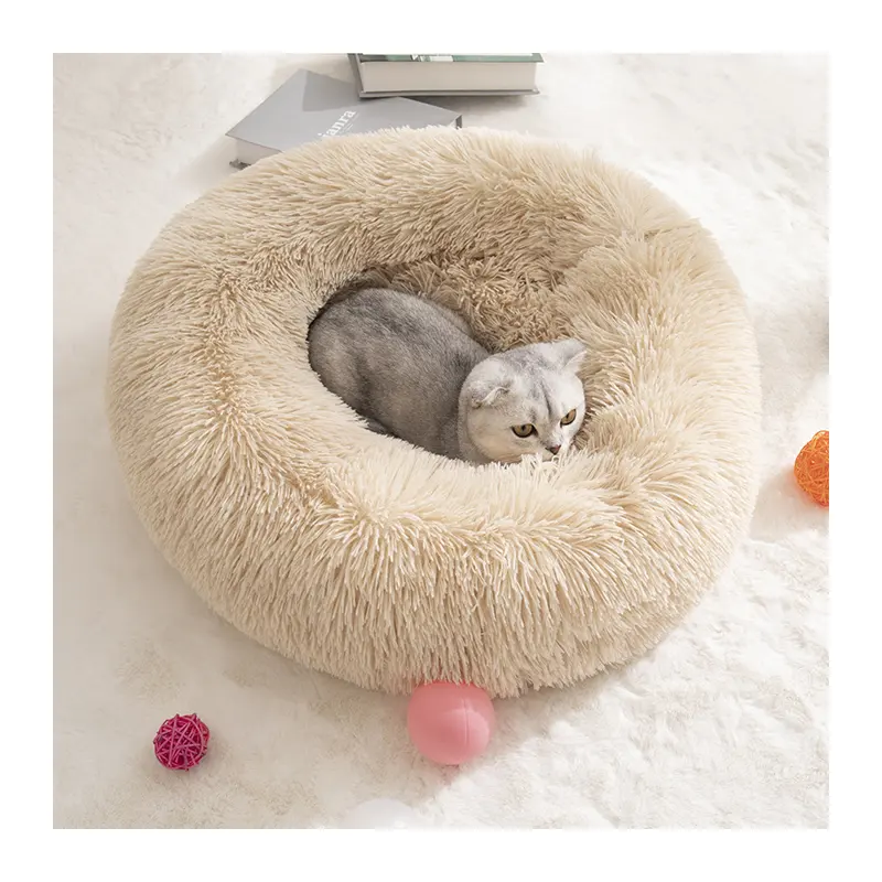 Queeneo Custom Washable Dog Beds Colorful Soft Warm Donut Luxury Pet Bed Dog Beds Pet Cushion