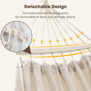 <span class=keywords><strong>Hamac</strong></span> double macramé d'arrière-cour avec pompons en tissu de toile de coton de style bohème - Product Image 3