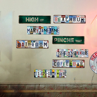 Juego de Letreros Metálicos con Nombre de Calle Estilo Placa de Matrícula Vintage, Decoración Retro para Pared del Hogar, Bar o Cuarto de Hombre