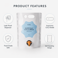 Sachet Doypack jetable 2L pour jus de café froid quotidien, recyclable, écologique, anti-oxydation, longue durée de conservation
