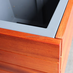 Fioriera Rettangolare Moderna per Esterni <span class=keywords><strong>in</strong></span> Acciaio Galvanizzato e WPC, <span class=keywords><strong>Vaso</strong></span> per <span class=keywords><strong>Piante</strong></span> e Rose - Product Image 3