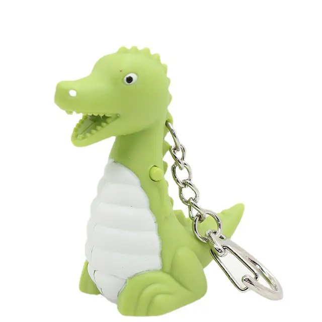 미니 동물 LED 손전등 키 체인 소리와 함께 귀여운 만화 공룡 열쇠 고리