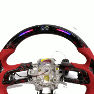 Volant personnalisé en fibre de carbone forgée <span class=keywords><strong>rouge</strong></span> LED en cuir véritable pour Ford <span class=keywords><strong>Mustang</strong></span> 2014-2023 – <span class=keywords><strong>Prix</strong></span> usine – Personnalisation sur mesure - Product Image 3