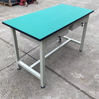 Table de travail en acier inoxydable en gros avec trois tiroirs de rangement, bureau personnalisé au design moderne, mobilier de bureau commercial durable