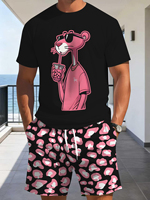 T-shirt décontracté pour homme à manches courtes, col rond, coupe ample, imprimé numérique 3D avec motif, en polyester