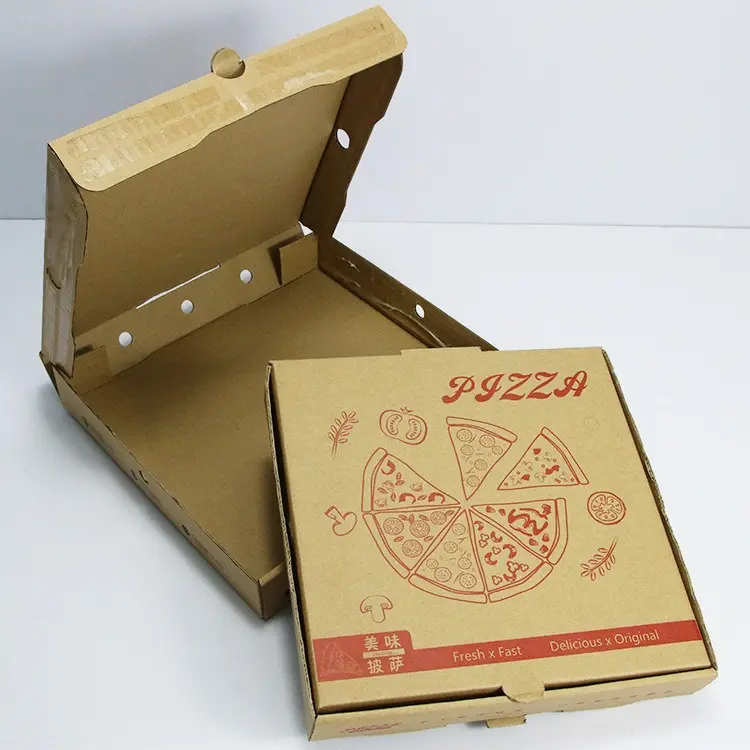 Caixa de pizza isolada de papelão ondulado dobrável personalizada de qualidade alimentar reutilizável personalizada