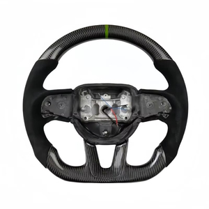Volant en fibre de carbone haute brillance pour <span class=keywords><strong>Dodge</strong></span> Challenger <span class=keywords><strong>Charger</strong></span> 2015-2023, cuir perforé résistant à la transpiration, personnalisé - Product Image 2
