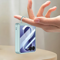 Étui de téléphone en cuir PU antichoc pour Z Flip 8 avec anneau de maintien et support de téléphone en verre trempé