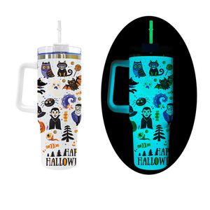 Double Wall Stainless Steel Blank Sublimation 40oz <b>Cup</b> Tumbler Glow in the Dark Mug with Handle <b>Lid</b> <b>and</b> <b>Straw</b> - Product Image 4